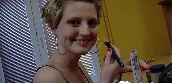  Desirable chick teases while putting on makeup